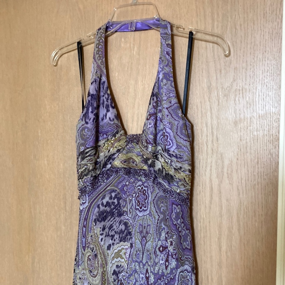 David Meister paisley silk halter dress